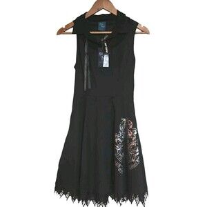 Hot Topic Harry Potter Hogwarts Dress Women's Small Corset Goth Black Silver
